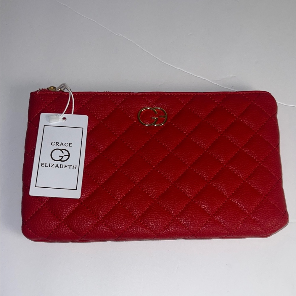 Quilted Red Wristlet Clutch by Grace Elizabeth